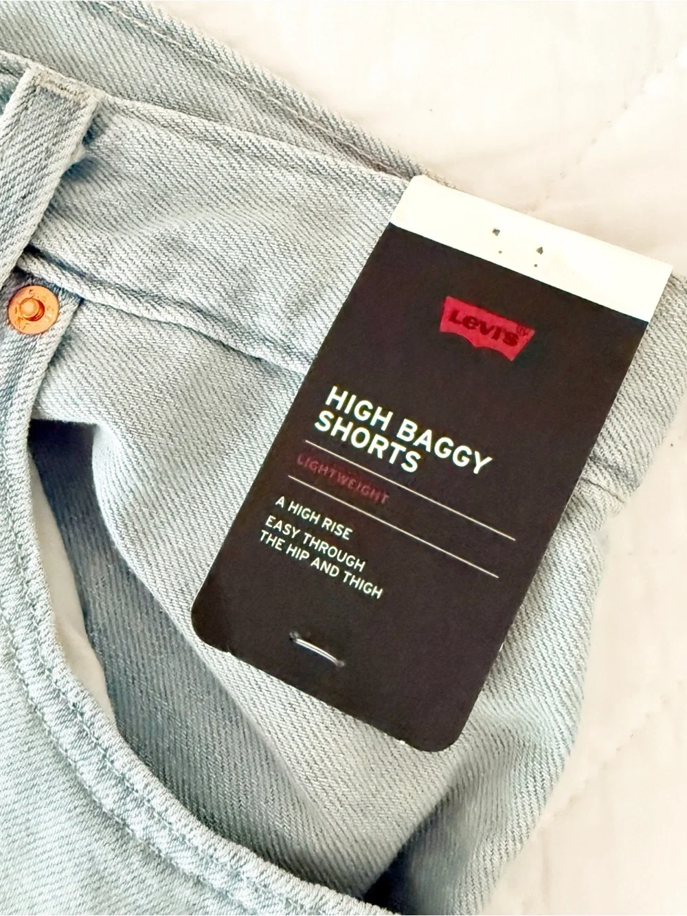 NEW Levi's Light Blue High Baggy Denim Shorts 31 NWT
